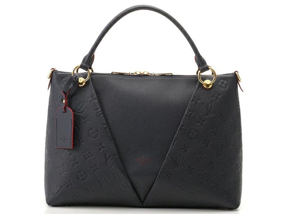 LOUIS VUITTON V Tote Bag Shoulder Monogram Empreinte Marine Blue Rouge Red